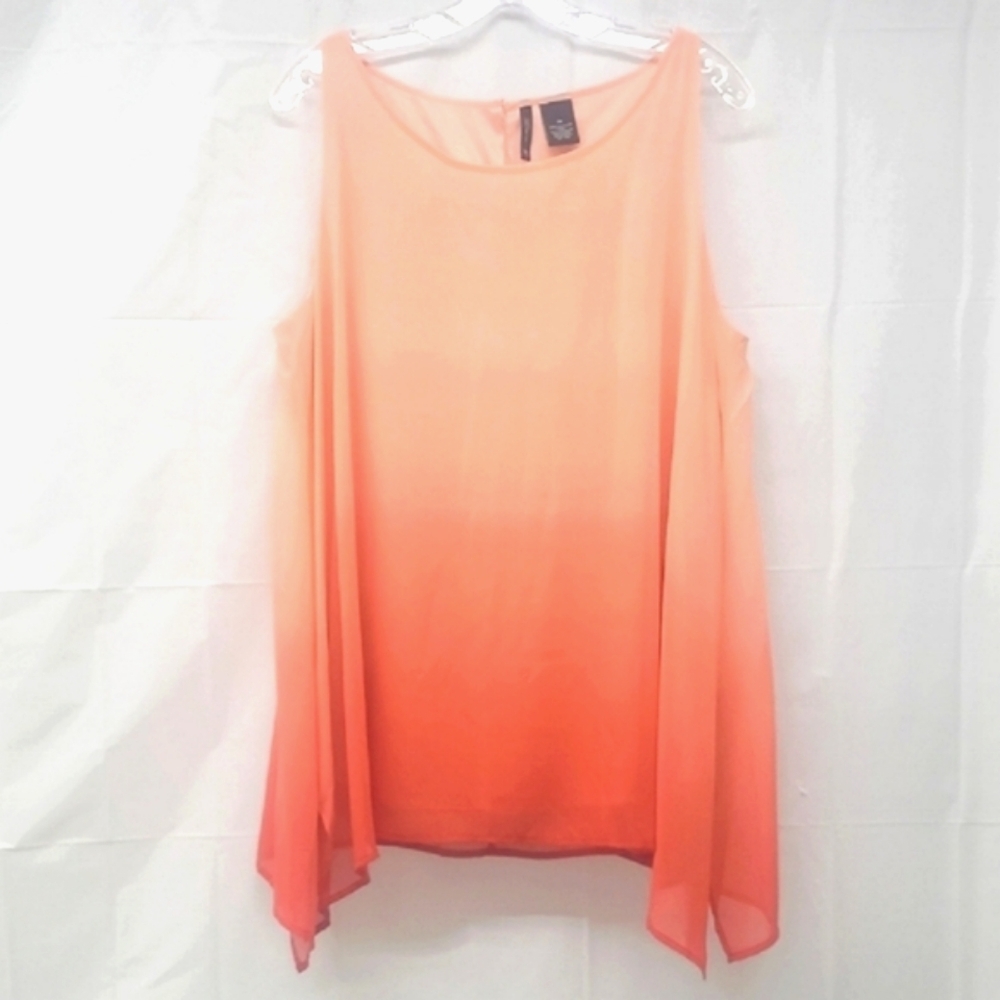 Poncho Swimwear Cover-Up Salmon Peach Ombre Resortwear Cruise Coastal Beach Pool